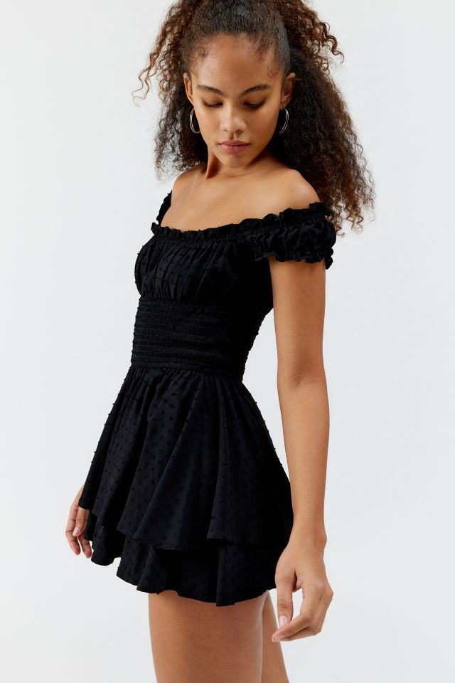 UO Rosie Smocked Tiered Ruffle Romper | Urban Outfitters