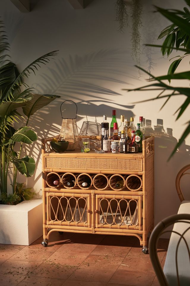 Rattan wine online cabinet