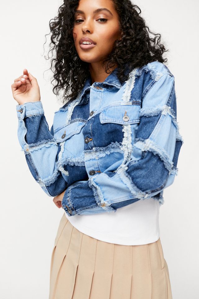 Denim on sale patchwork jacket