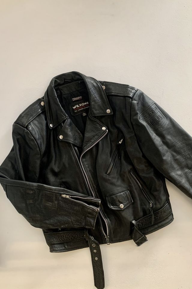 Wilsons leather motorcycle jacket mens sale