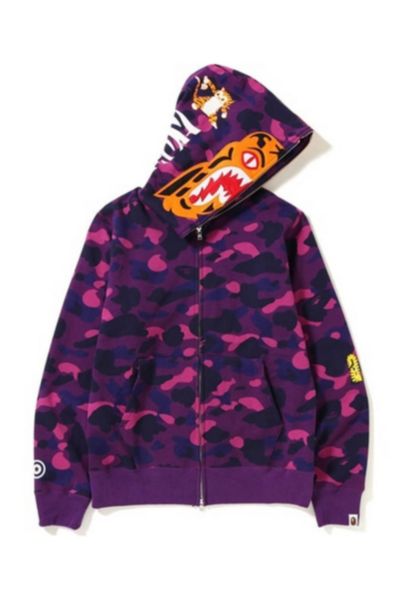 Gently USED BAPE Tiger Purple Camo Full Zip Hoodie Men's XXL