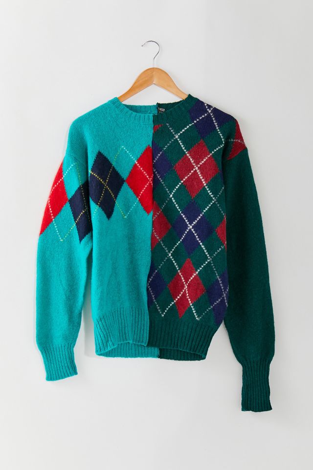Vintage Spliced Argyle Sweater Urban Outfitters Canada