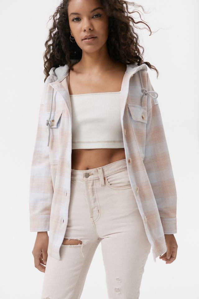 BDG Lydia Hooded Flannel Shirt Jacket | Urban Outfitters Canada