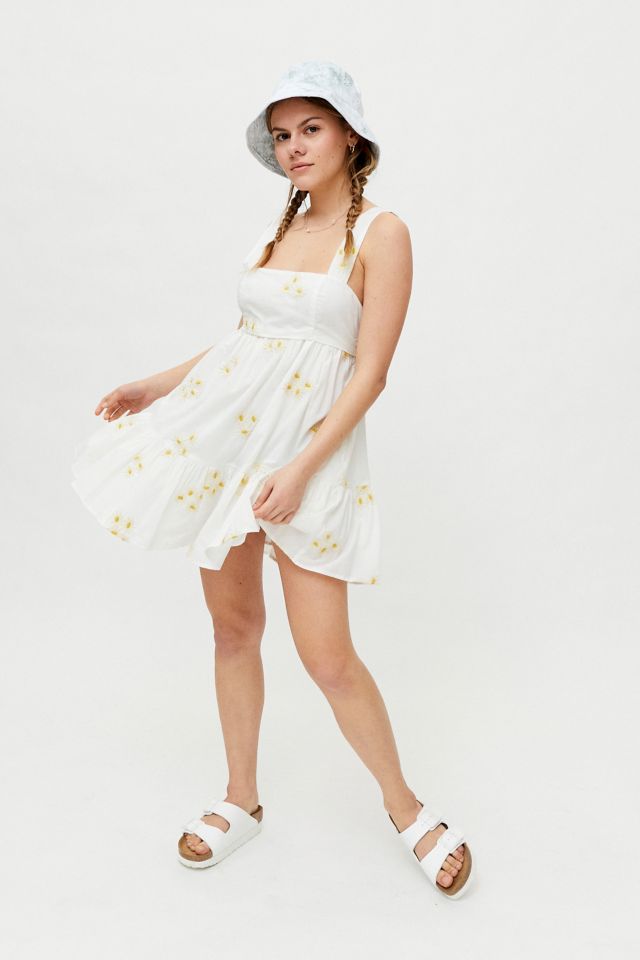 UO Avril Embroidered Tie-Back Frock Dress #2