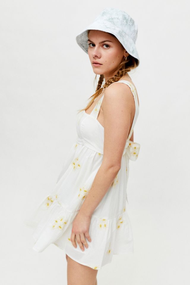 UO Avril Embroidered Tie-Back Frock Dress #3