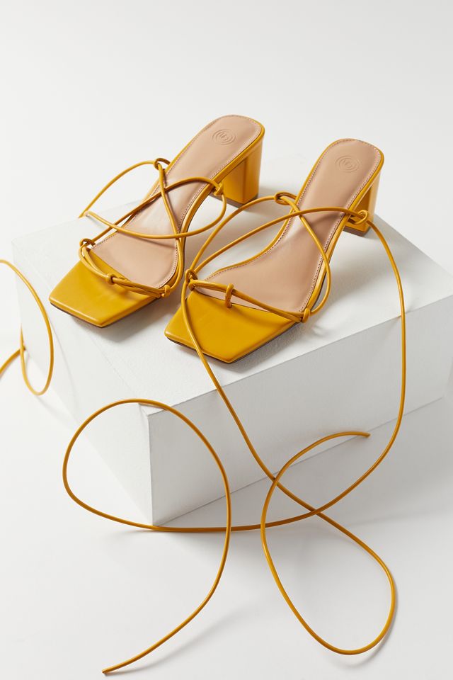 Leather Square Toe Strappy A Modern And Alluring Look  Heels 4.25inch