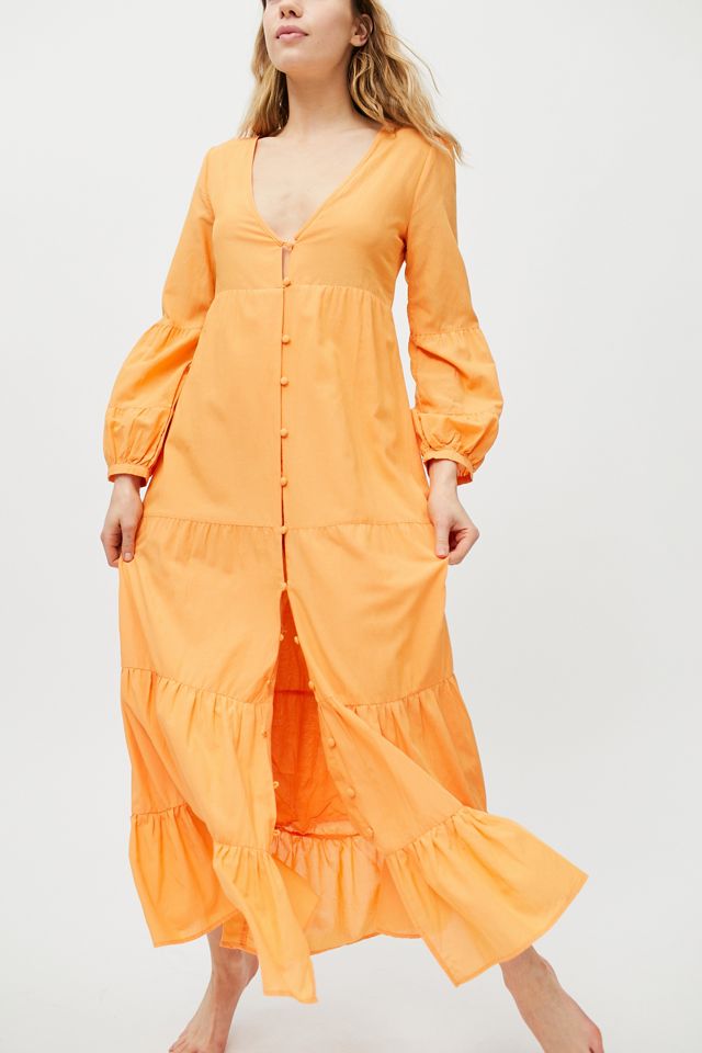 UO Briella Plunging Button-Front Midi Dress #3