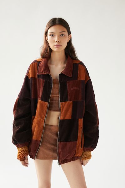 Bdg Patchwork Corduroy Harrington Jacket In Brown