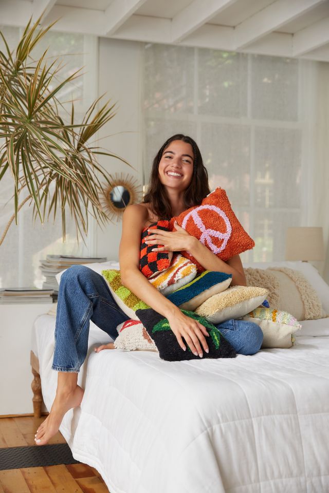 Peace Tufted Mini Throw Pillow #4