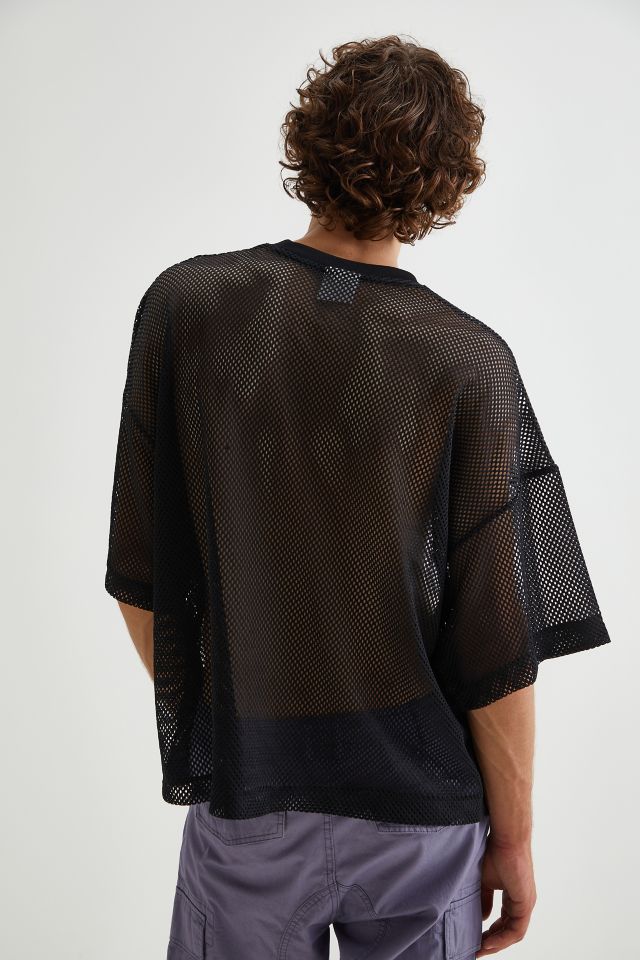 Bussy Mesh Football Crop Tee-Black