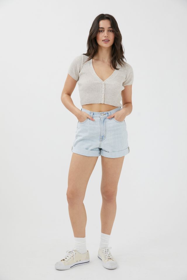 BDG High-Waisted Mom Short – Bleached Light Wash #4