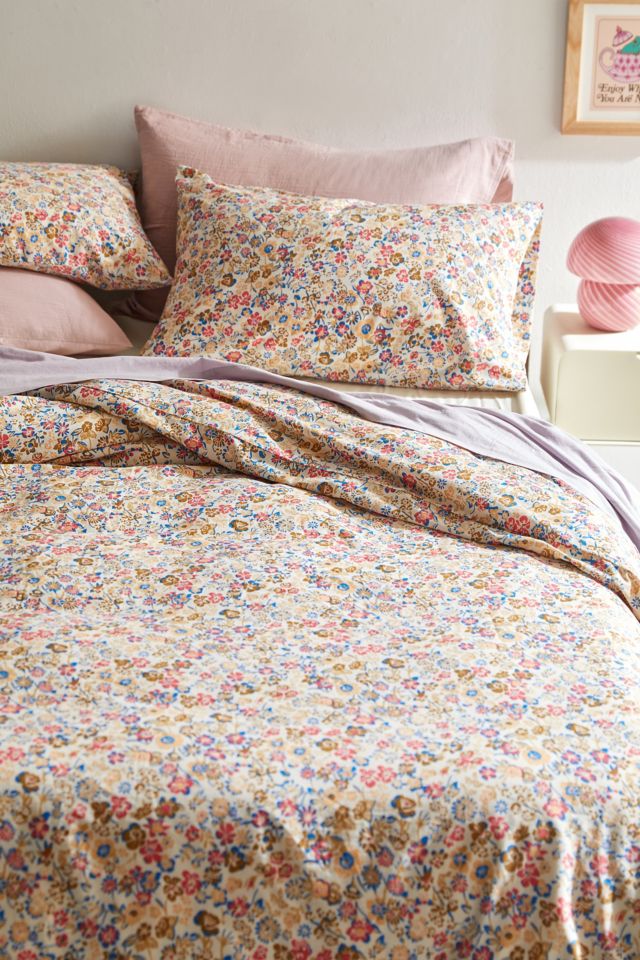 Rue Floral Cotton Bedskirt Duvet Cover Set – Qbedding