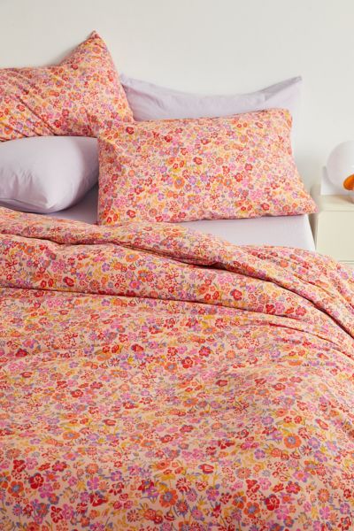 ROSENMYRTEN comforter and pillowcase(s), pink floral pattern, Full/Queen -  IKEA
