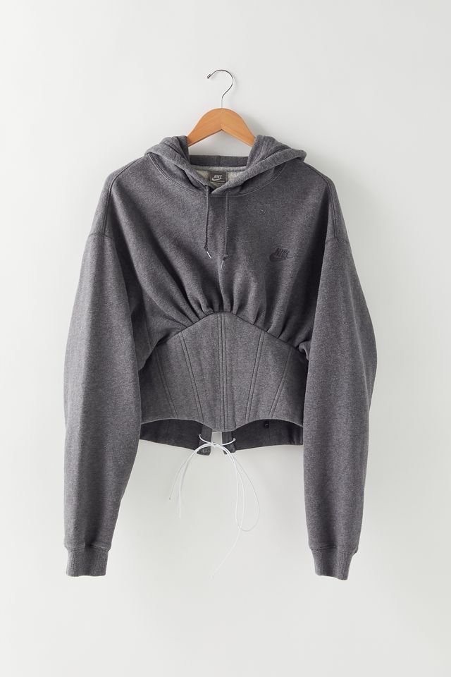 Almost On Time Grey Corset Hoodie Sweatshirt Urban Outfitters