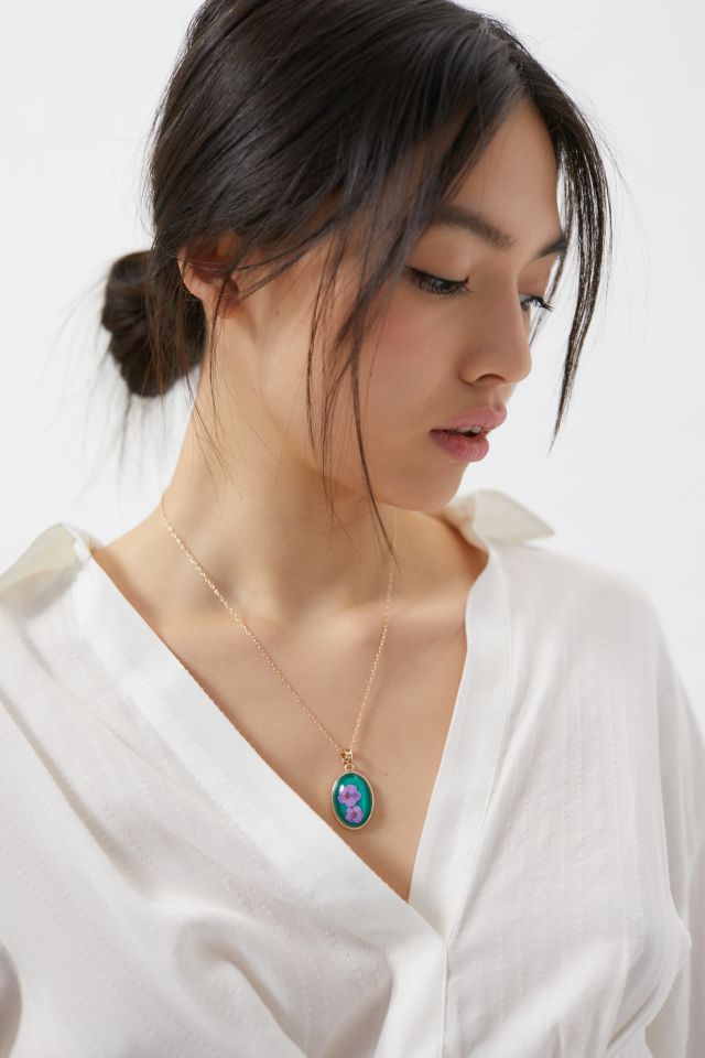 Delicate Pressed Flower Pendant Necklace