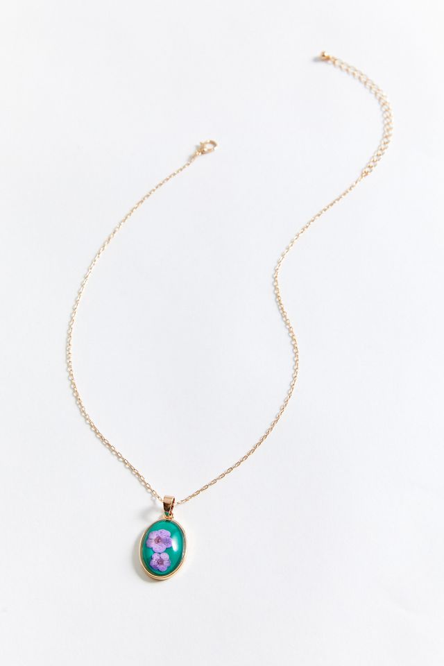 Delicate Pressed Flower Pendant Necklace #1