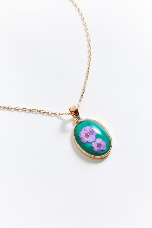 Delicate Pressed Flower Pendant Necklace #2