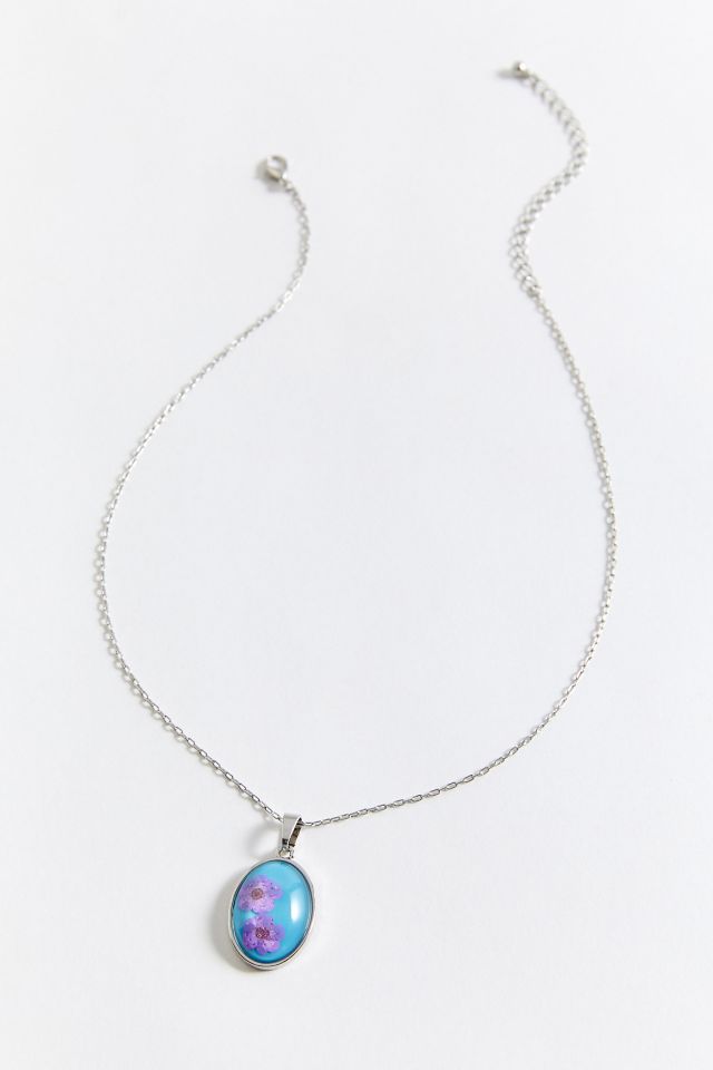 Delicate Pressed Flower Pendant Necklace