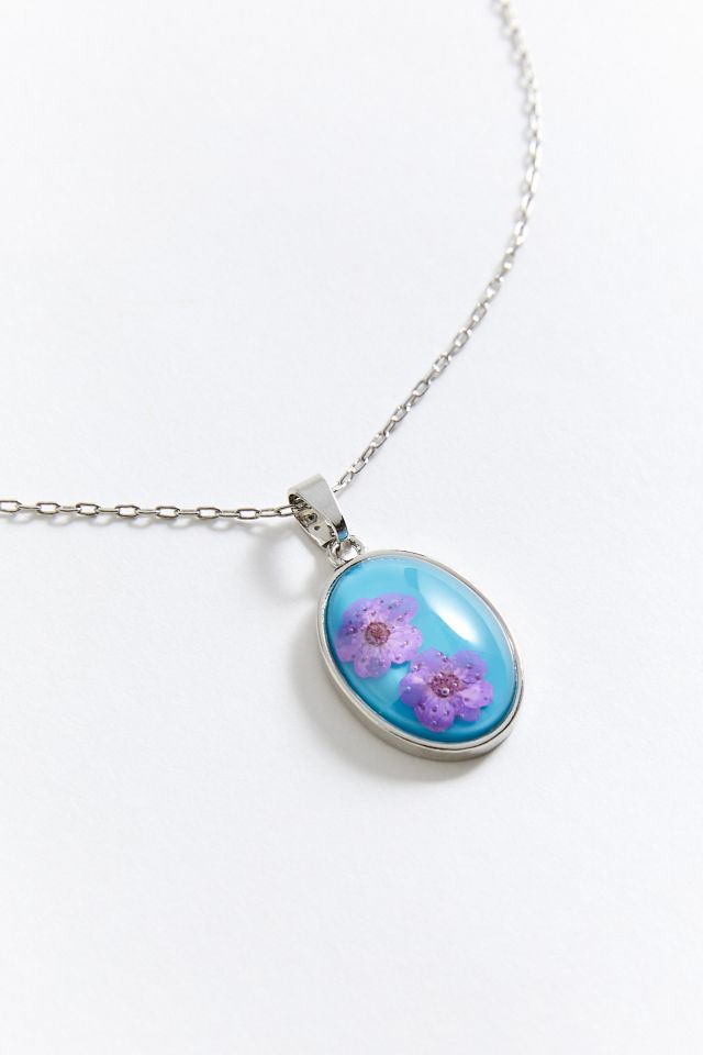 Delicate Pressed Flower Pendant Necklace #2