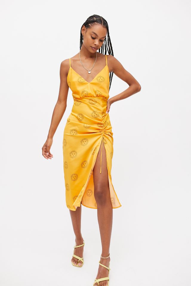 Ruched slip hot sale dress