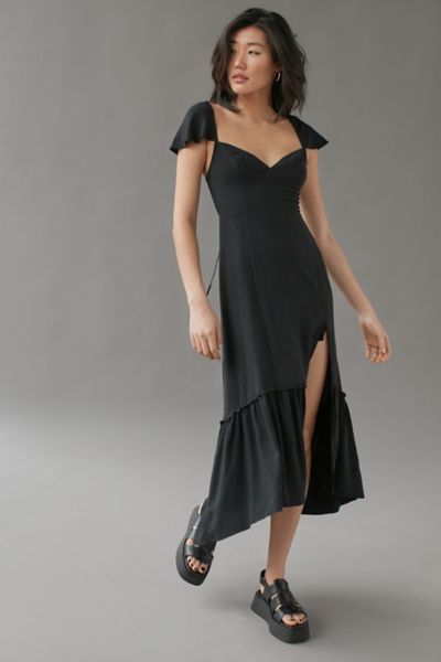 Urban Outfitters Uo Siren Strappy Back Midi Dress in Black