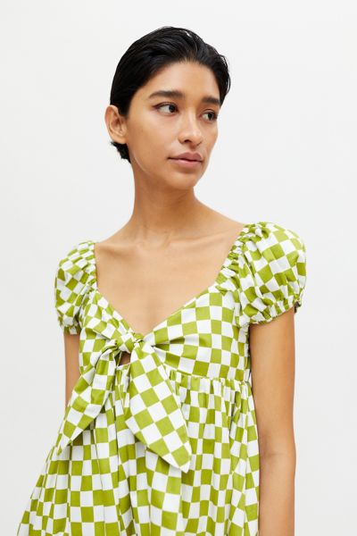 En Saison Checkered Babydoll Mini Dress | Urban Outfitters