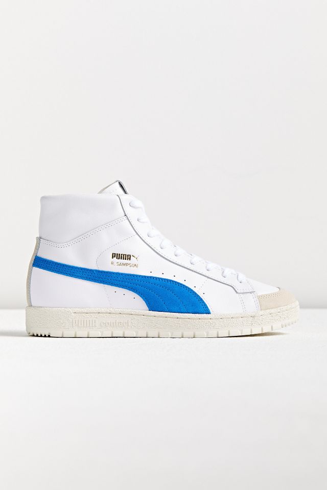 Puma Ralph Sampson 70 Mid OG ホワイト/ブルー Puma Ralph Sampson 70 Mid Top Sneaker | Urban Outfitters