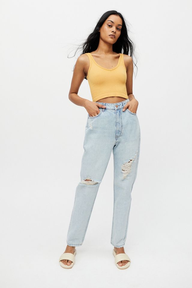 BDG High-Waisted Mom Jean – Ripped Light Wash
