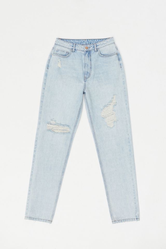 Plt Light Wash Distressed Mom Jean, Denim