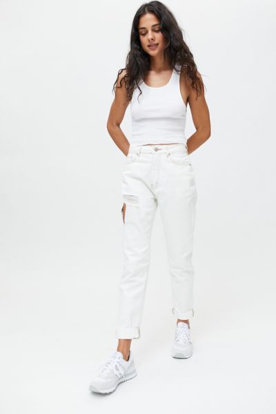 high waisted white denim