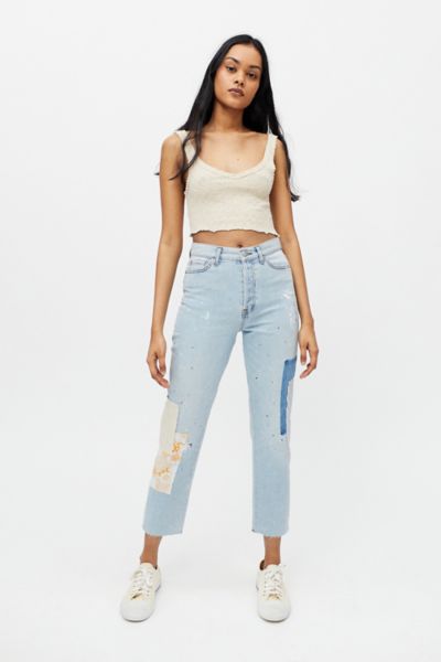 BDG High-Waisted Mom Jean – Patchwork Denim, Urban Outfitters