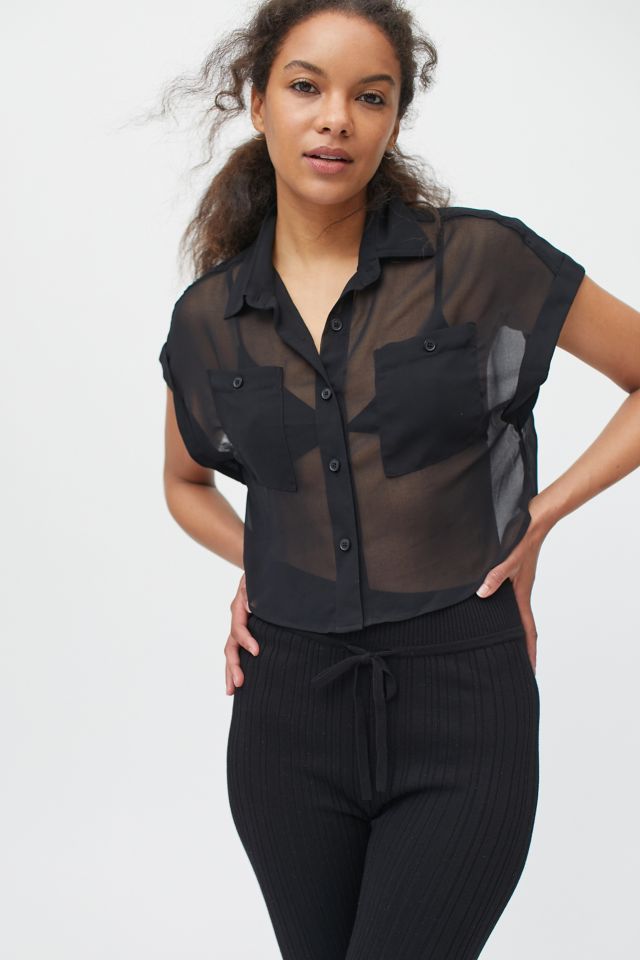 Chiffon Button-Down Shirt