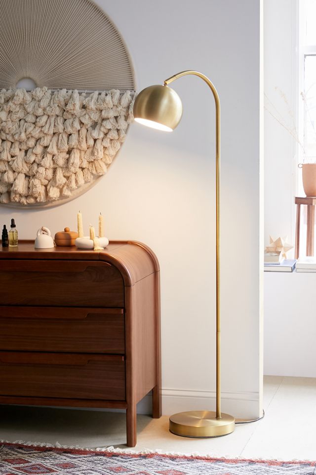 Mid-Century Modern Arc Adjustable Brushed Steel Floor Lamp