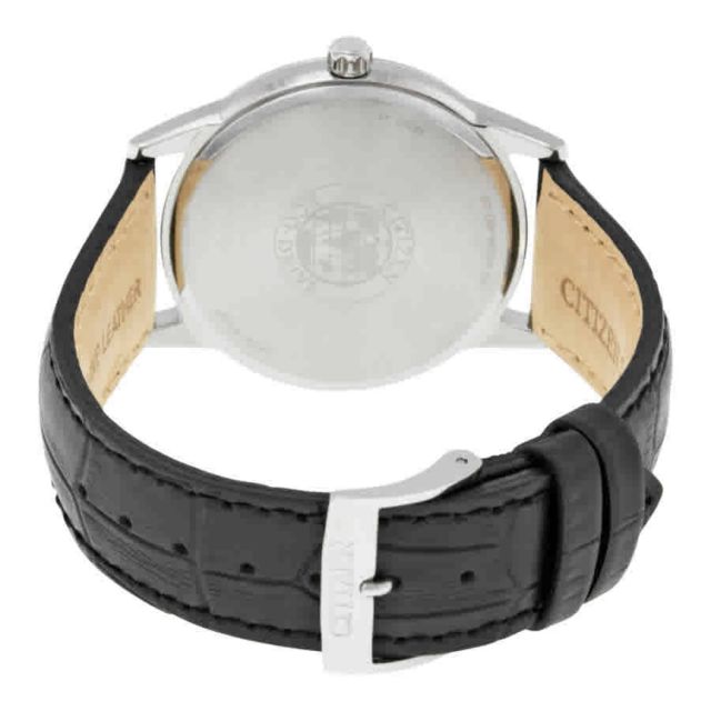 Citizen Eco-Drive Silver Dial Black Leather Men's Watch AW1236-03A #2