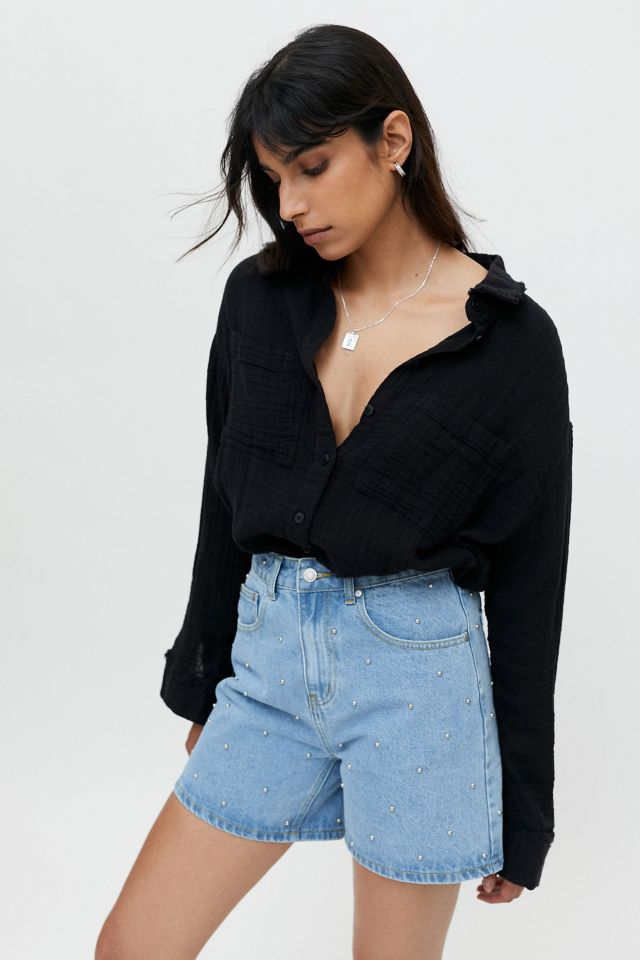 Milk It Spur Studded Recycled Denim Short | Urban Outfitters Canada