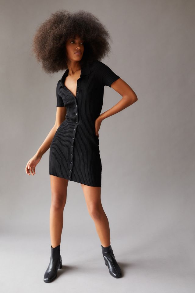 UO Dale Ribbed Bodycon Polo Dress #2