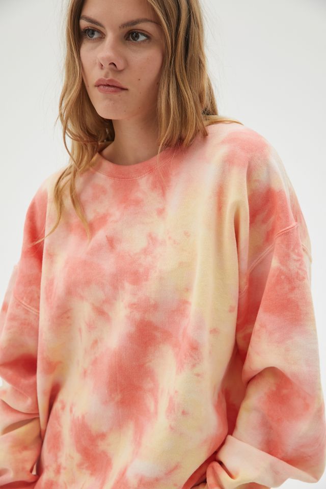 Urban Renewal Recycled Muted Flame Tie Dye Crew Neck Sweatshirt