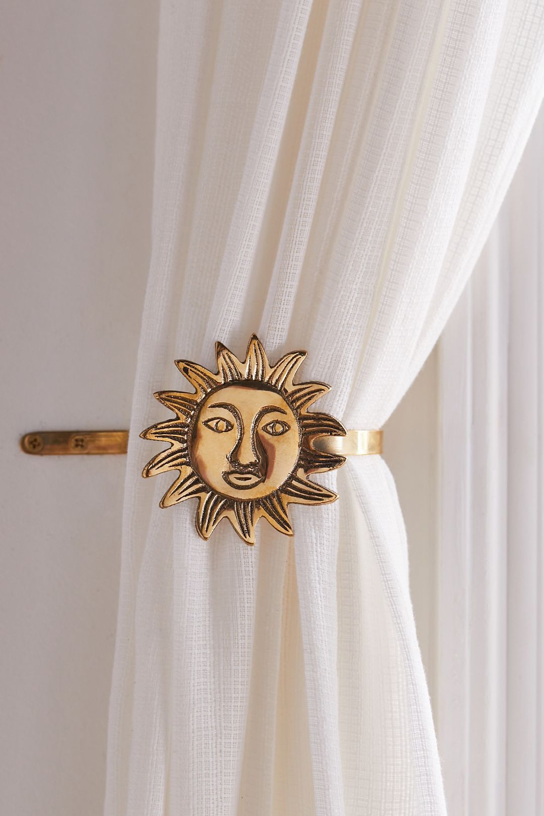 Sun Metal Curtain Tie-Back Set - Gold, ONE SIZE