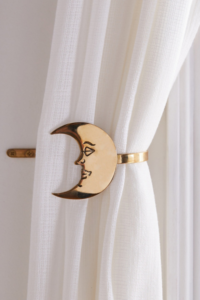Crescent Moon Metal Curtain Tie-Back Set