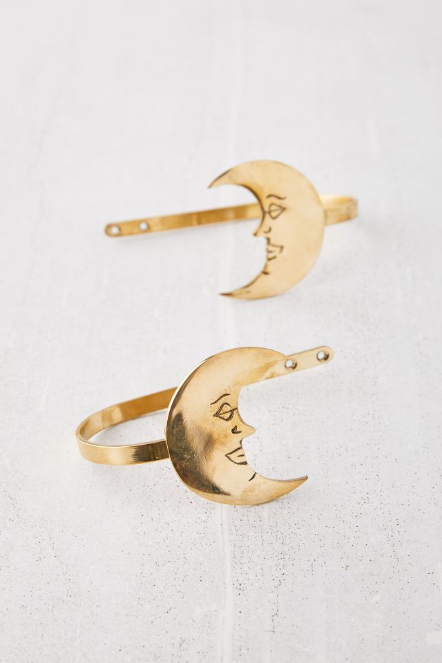 Crescent Moon Metal Curtain Tie-Back Set