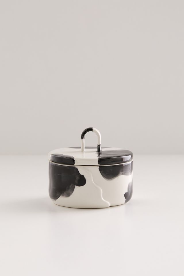 Wavy Cow Print Lidded Canister #1