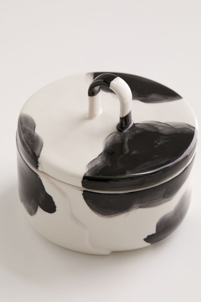 Wavy Cow Print Lidded Canister #2