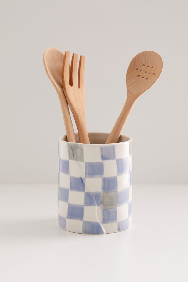Wavy Checkerboard Utensil Holder #1