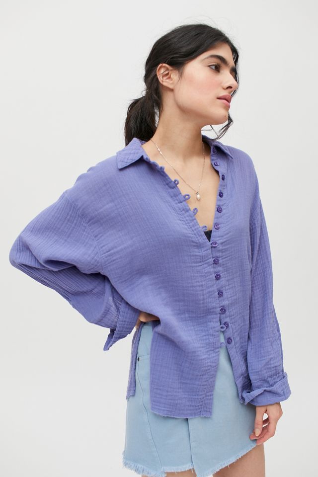 UO Addison Button-Front Blouse | Urban Outfitters