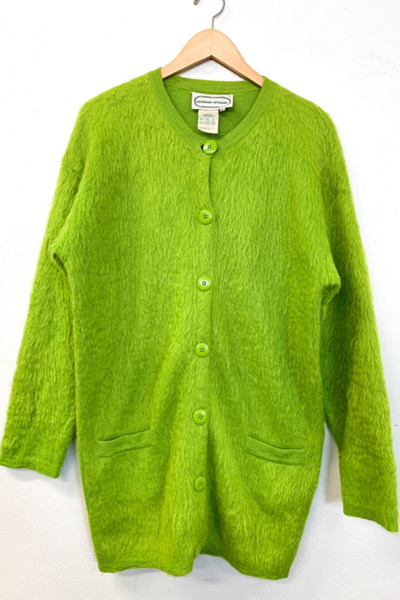 Vintage Electric Green Fuzzy Sweater Duster | Urban Outfitters