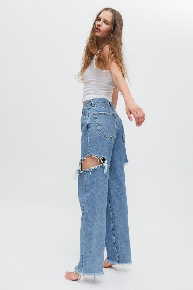 Bdg High Waisted Baggy Jean Ripped Medium Wash Urban Outfitters Canada 