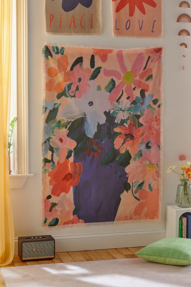 Katy Smail UO Exclusive Floral Vase Art Tapestry Urban Outfitters