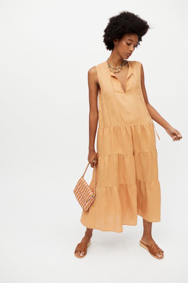 Little Lies Resort Linen Tiered Midi Dress #1