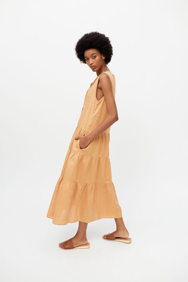 Little Lies Resort Linen Tiered Midi Dress #2