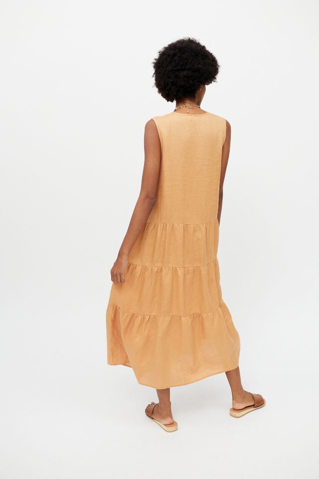 Little Lies Resort Linen Tiered Midi Dress #3